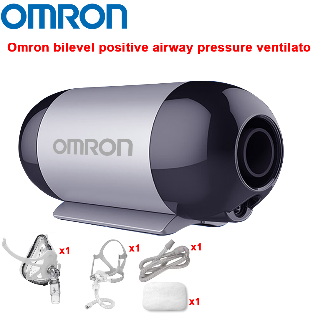 Ventilador de pressão positiva nas vias aéreas de duas fases totalmente automático Omron, [sem bateria de lítio incorporada], cabo de alimentação * 1, máscara oral e nasal * 1, máscara nasal * 1, filtro de algodão * 1, tubo respiratório * 1 , (sem deteção de registo de dados) (sem função de geração de oxigénio) (sem humidificador), saco de armazenamento * 1, lembrete de baixa pressão de ar/fuga de ar